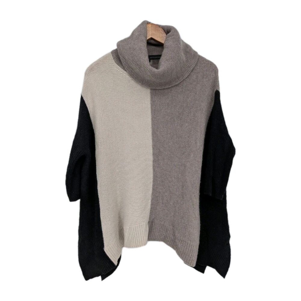 360 Cashmere sweater women's Small Cowlneck Colorblock Minimalist Black White